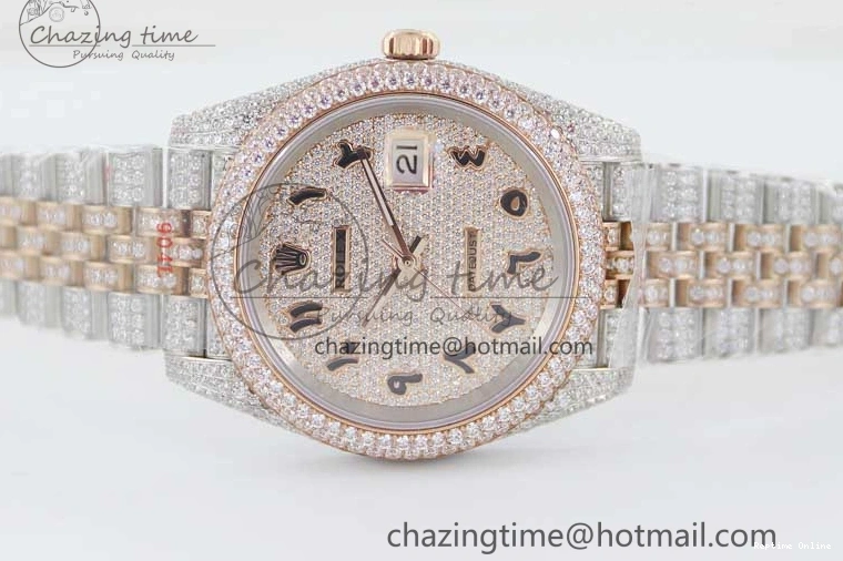 1225 Affordable Datejust 41 SS RG Full Diamonds TWF 1:1 Best Edition Arabic Markers Dial on Jubilee Bracelet A 2385